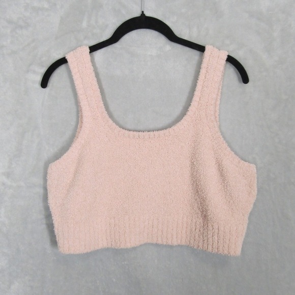 Daily Practice Cropped Tank Top XL Snuggle Fuzzy Knit Blush Pink Anthropologie - Picture 1 of 9